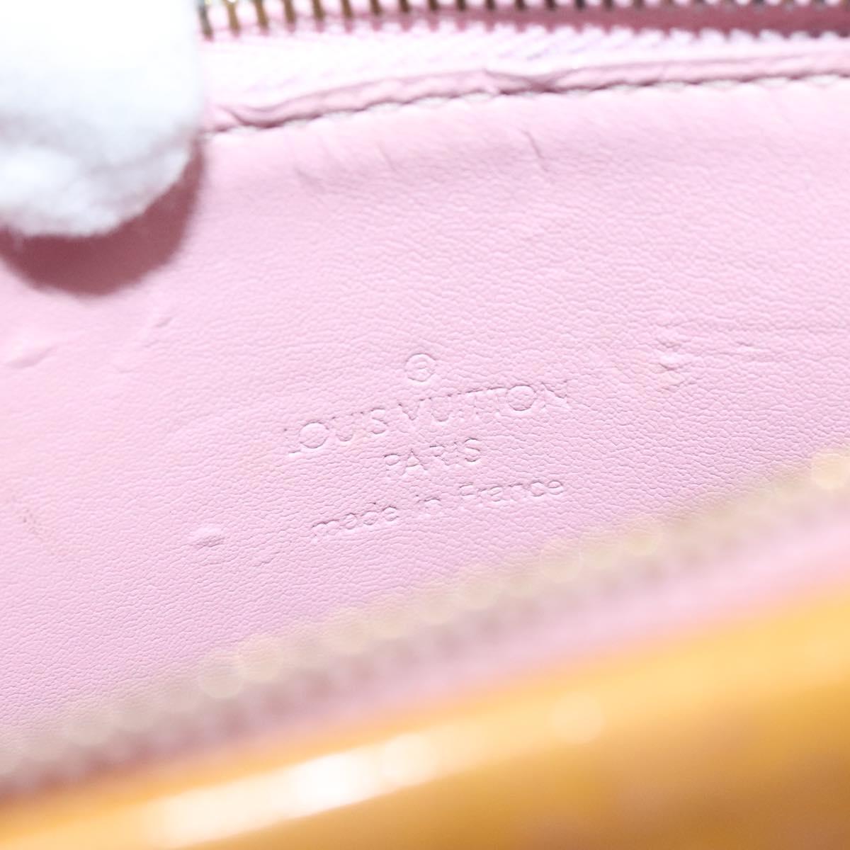 LOUIS VUITTON Monogram Vernis Motto Pouch Marshmallow Pink M91312 Auth KD208