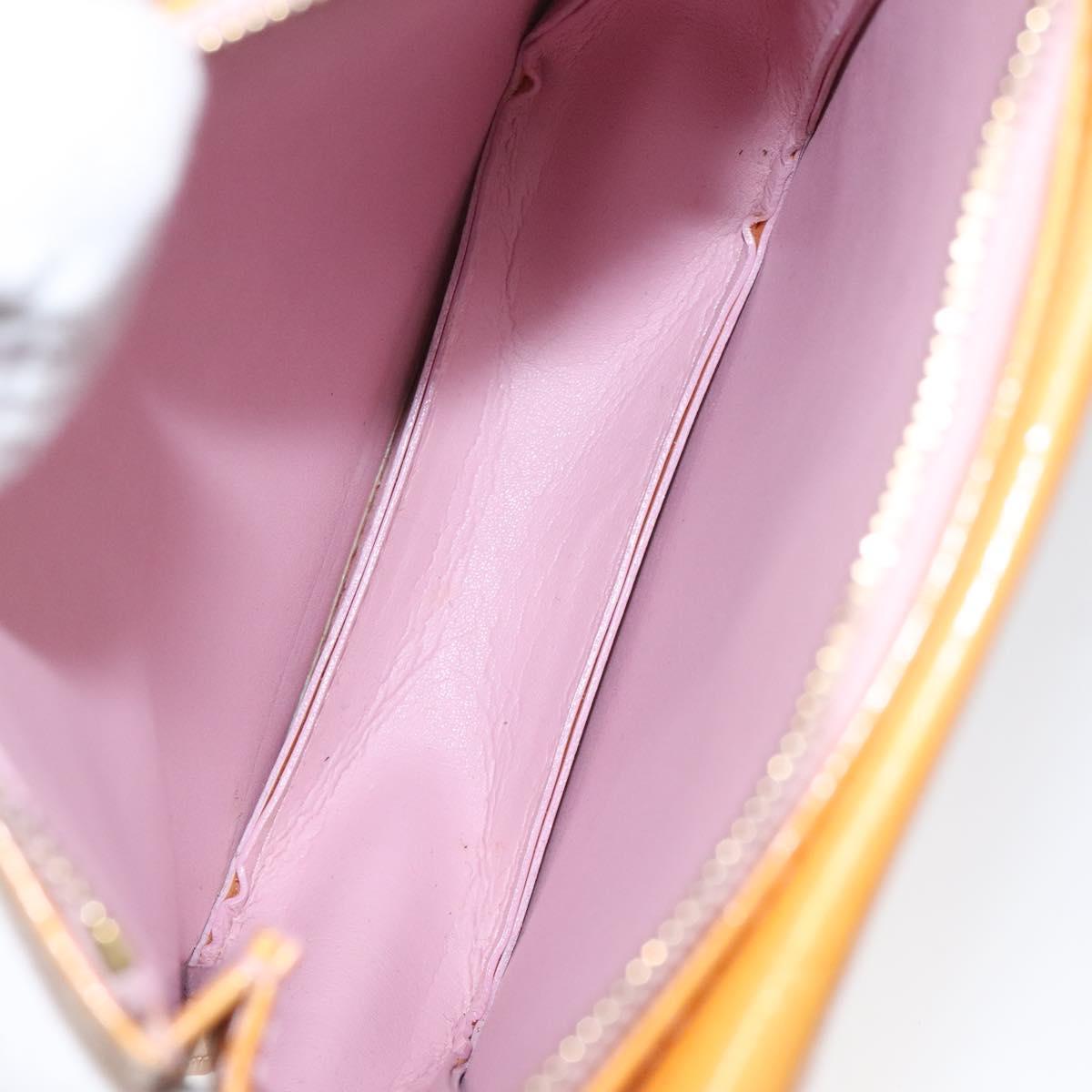 LOUIS VUITTON Monogram Vernis Motto Pouch Marshmallow Pink M91312 Auth KD208