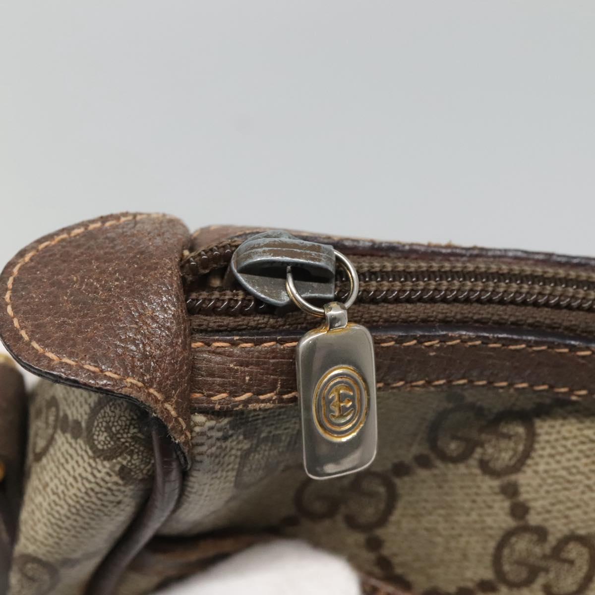 GUCCI GG Supreme Web Sherry Line Shoulder Bag PVC Beige Gold Auth KD211