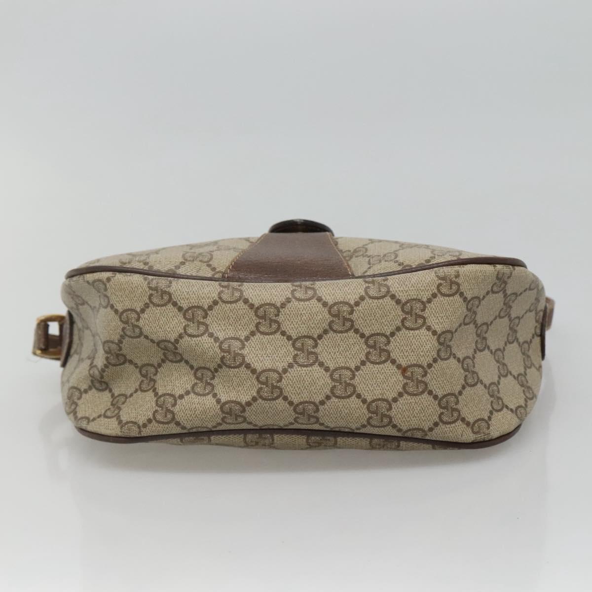 GUCCI GG Supreme Web Sherry Line Shoulder Bag PVC Beige Gold Auth KD211