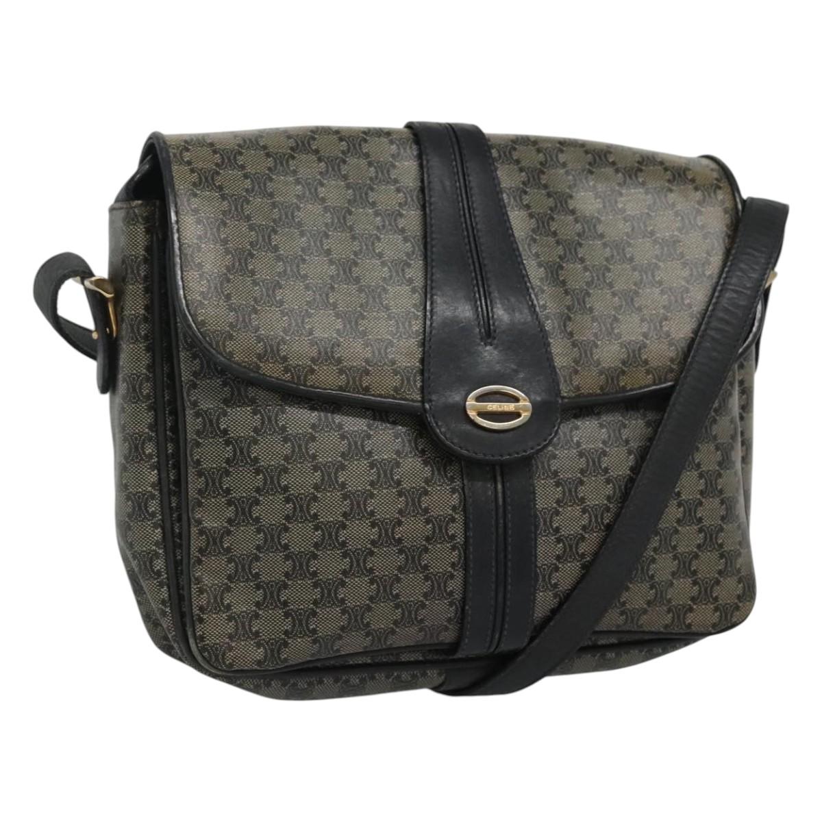 CELINE Macadam Canvas Shoulder Bag Navy Auth KD213