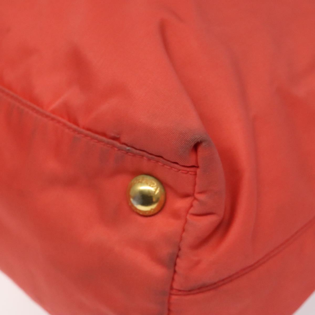 PRADA Tote Bag Nylon Orange Gold Auth KD217