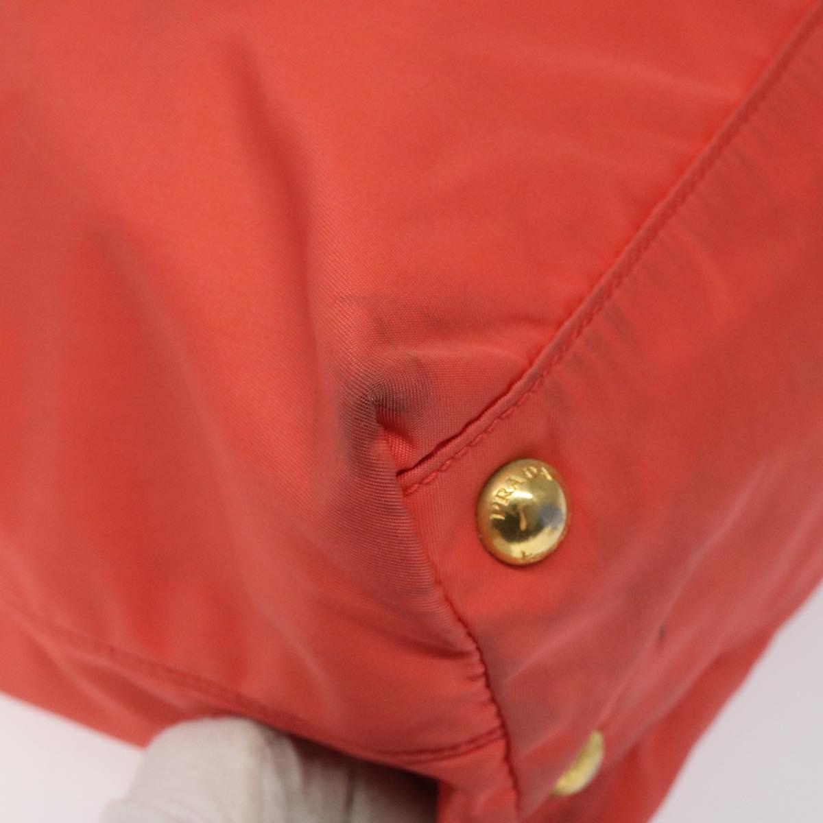 PRADA Tote Bag Nylon Orange Gold Auth KD217