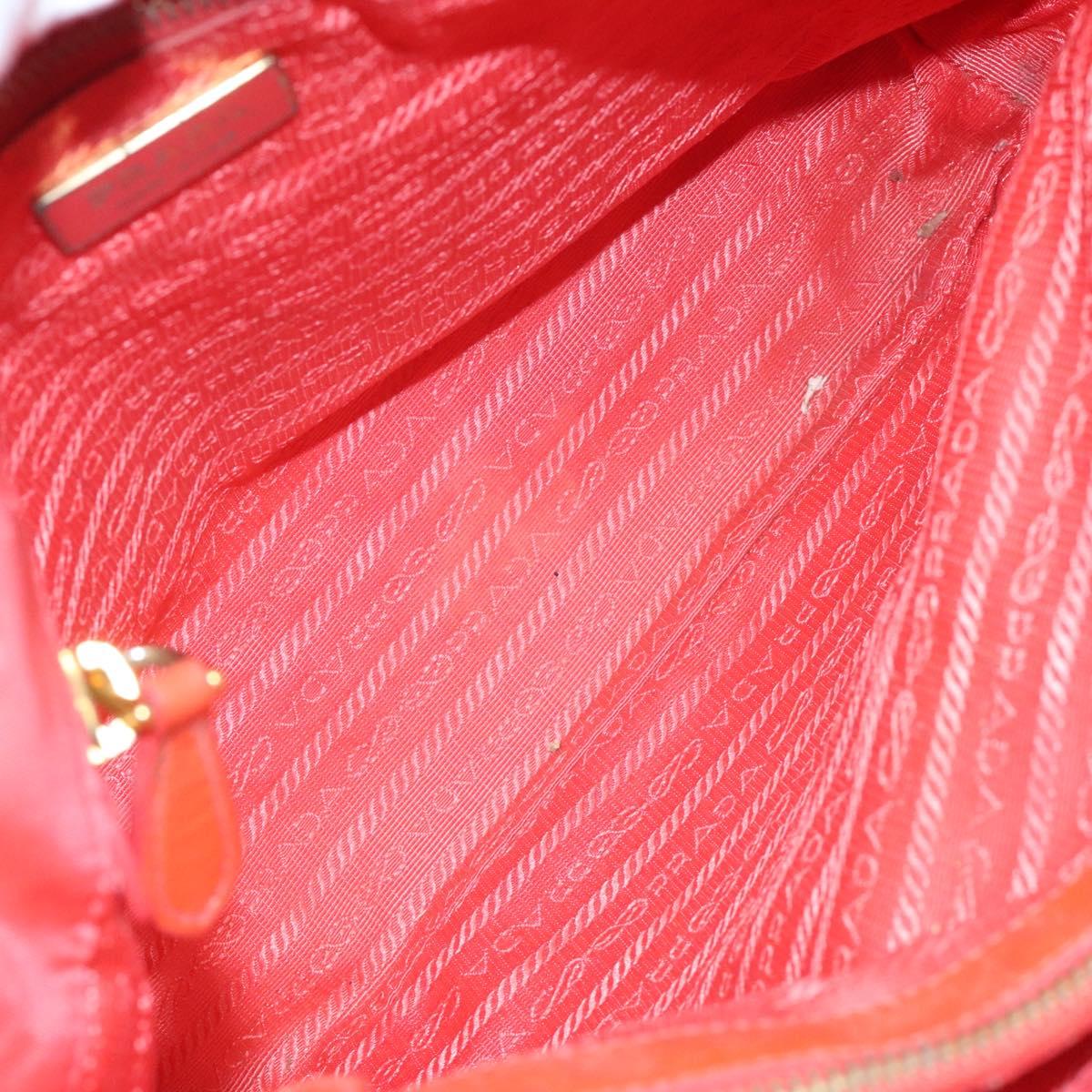 PRADA Tote Bag Nylon Orange Gold Auth KD217