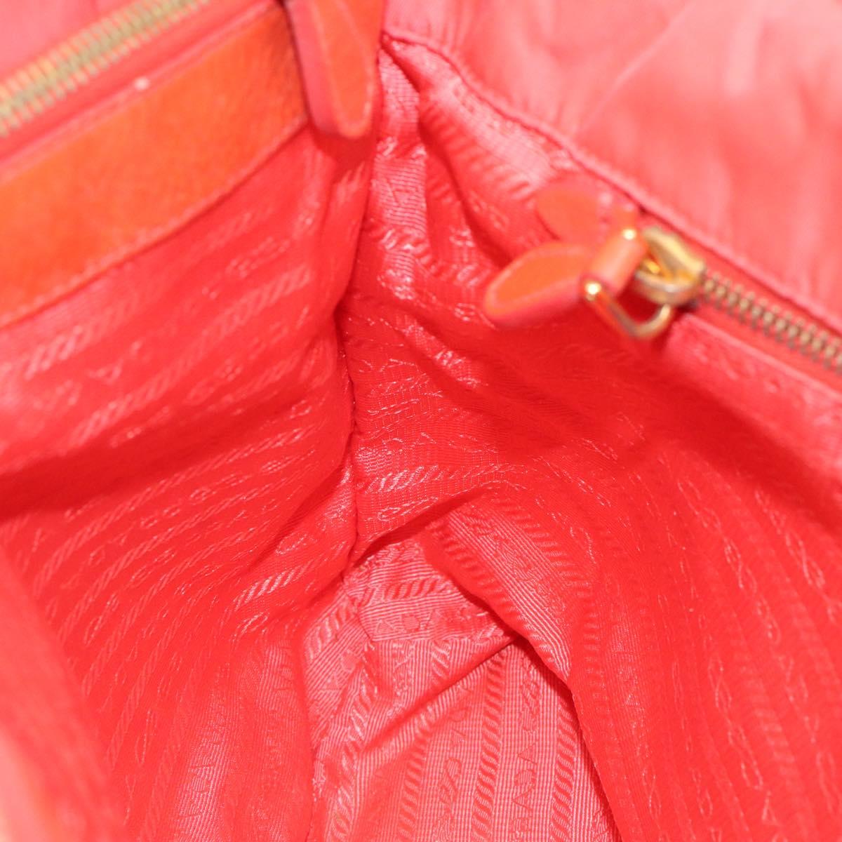 PRADA Tote Bag Nylon Orange Gold Auth KD217