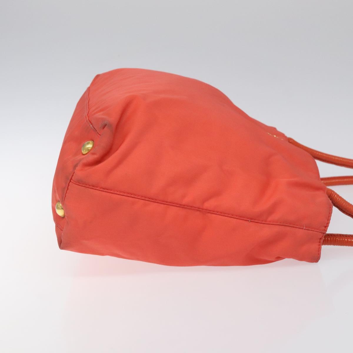 PRADA Tote Bag Nylon Orange Gold Auth KD217