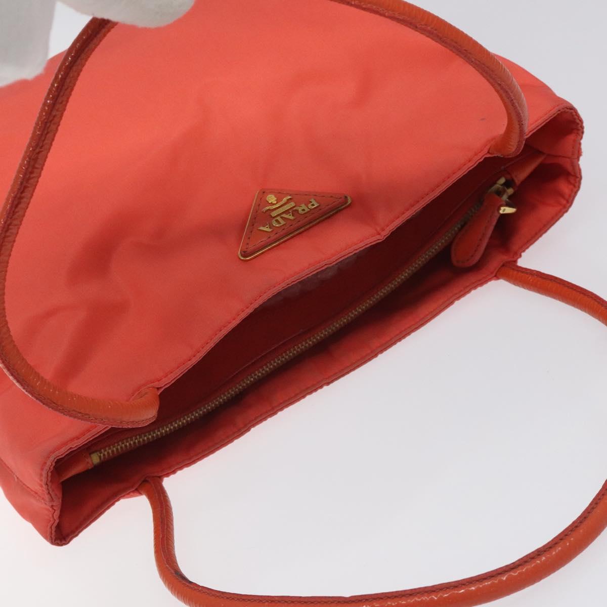 PRADA Tote Bag Nylon Orange Gold Auth KD217