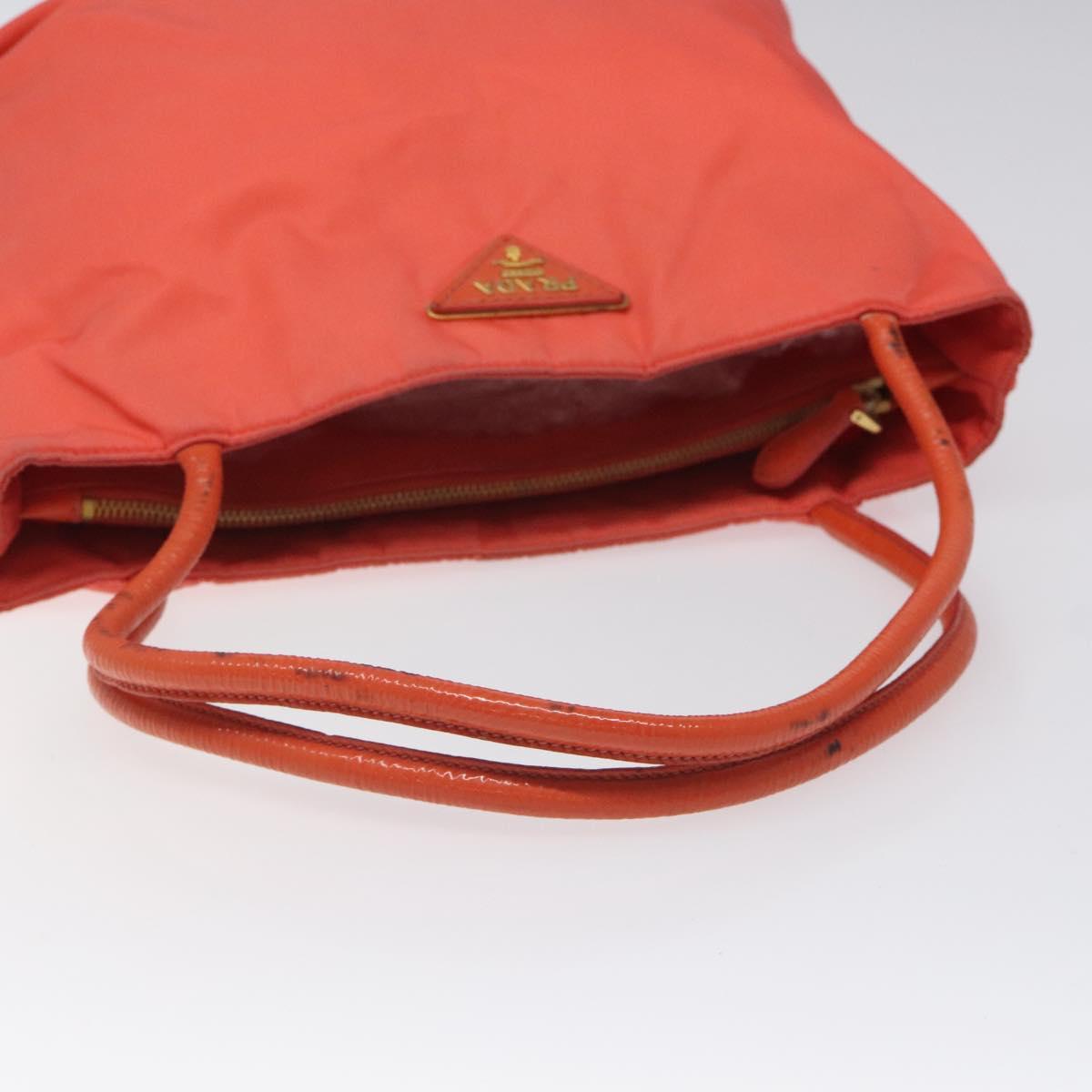 PRADA Tote Bag Nylon Orange Gold Auth KD217