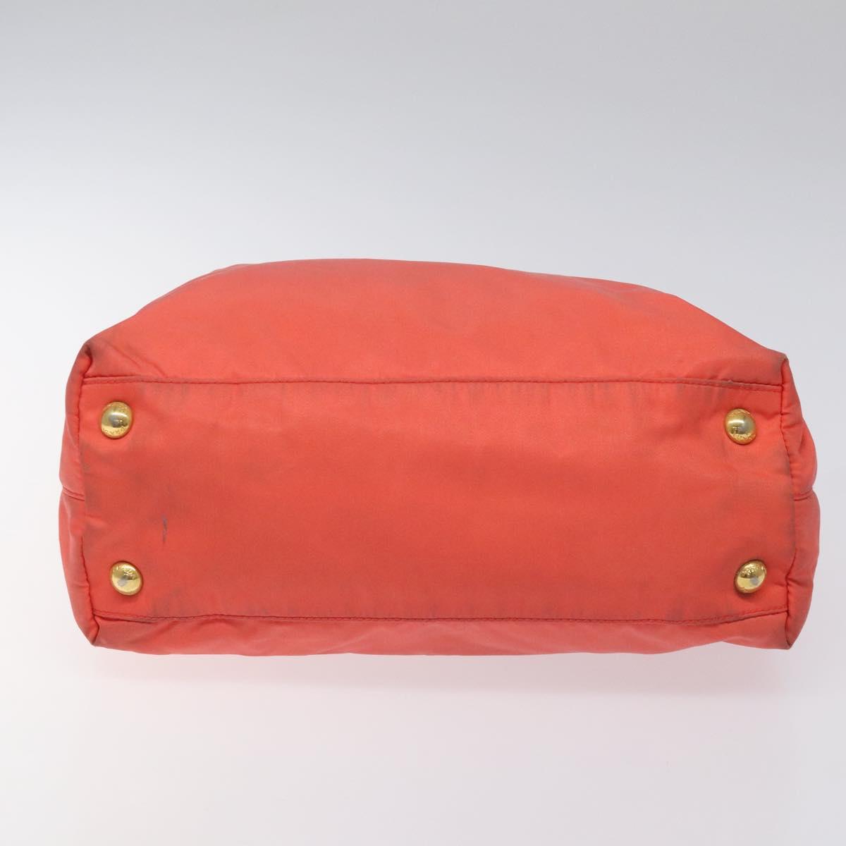 PRADA Tote Bag Nylon Orange Gold Auth KD217