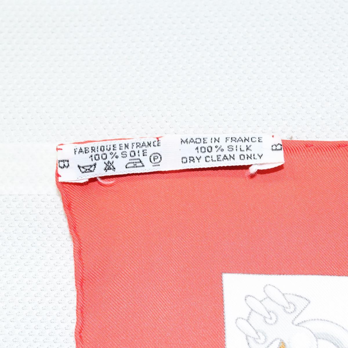 HERMES Carre 90 Scarf ""Cliquetis "" Silk Red Auth KD223