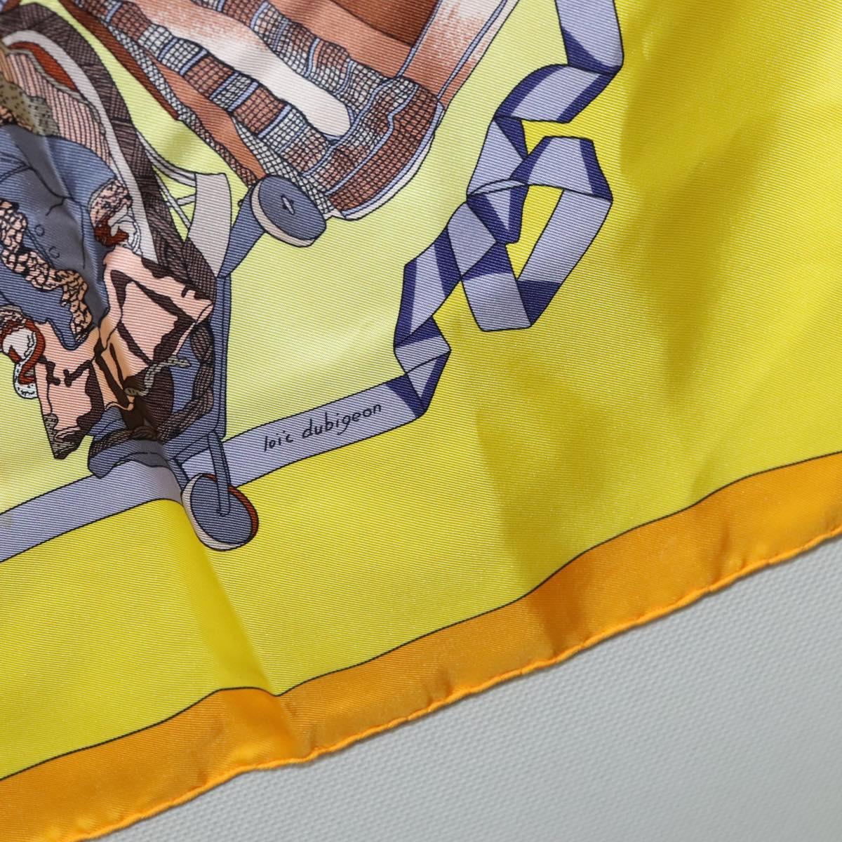 HERMES Carre 90 Scarf ""HELLO DOLLY"" Silk Yellow Auth KD225