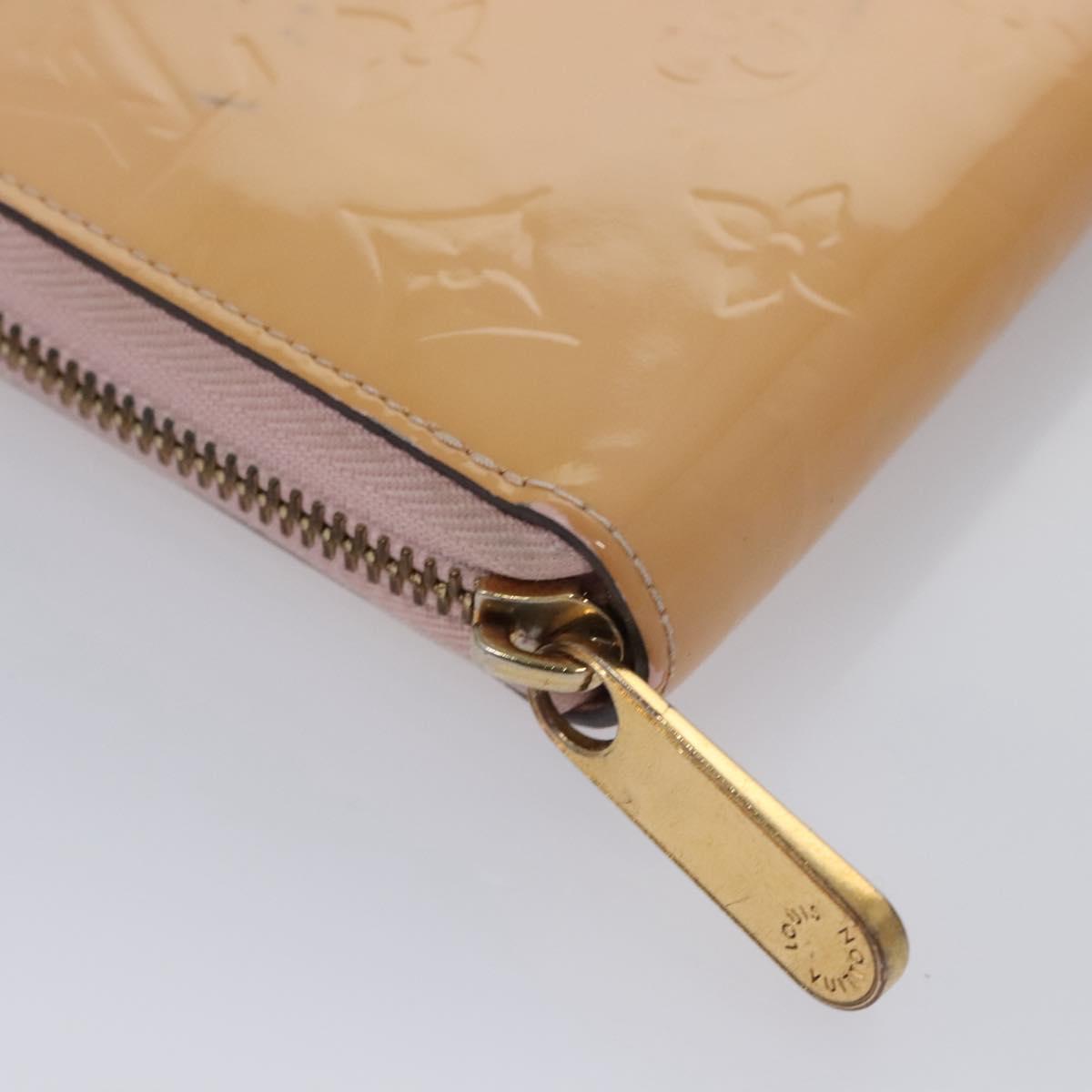 LOUIS VUITTON Monogram Vernis Zippy Wallet Rose Valerine M93522 LV Auth KD229