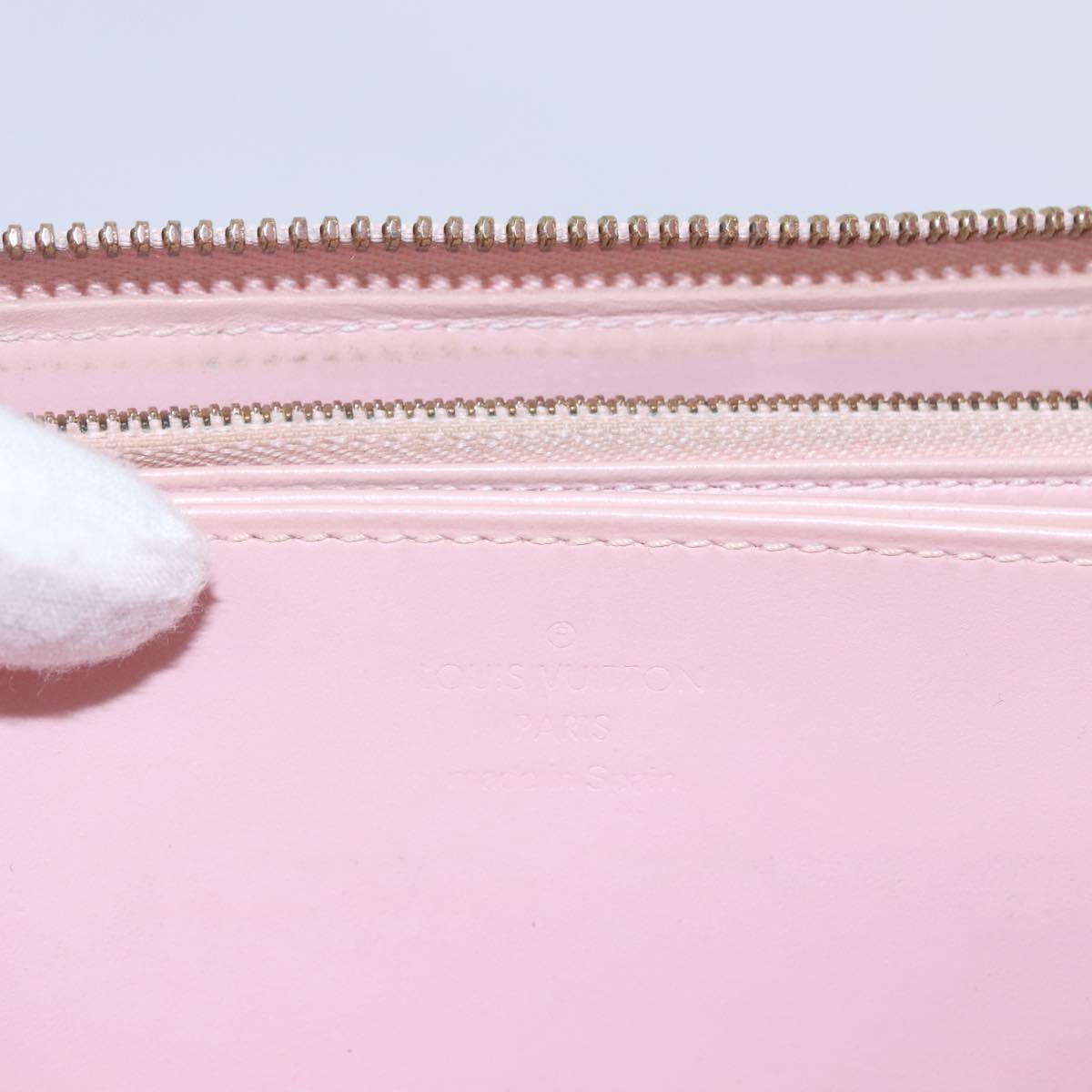 LOUIS VUITTON Monogram Vernis Zippy Wallet Rose Valerine M93522 LV Auth KD229