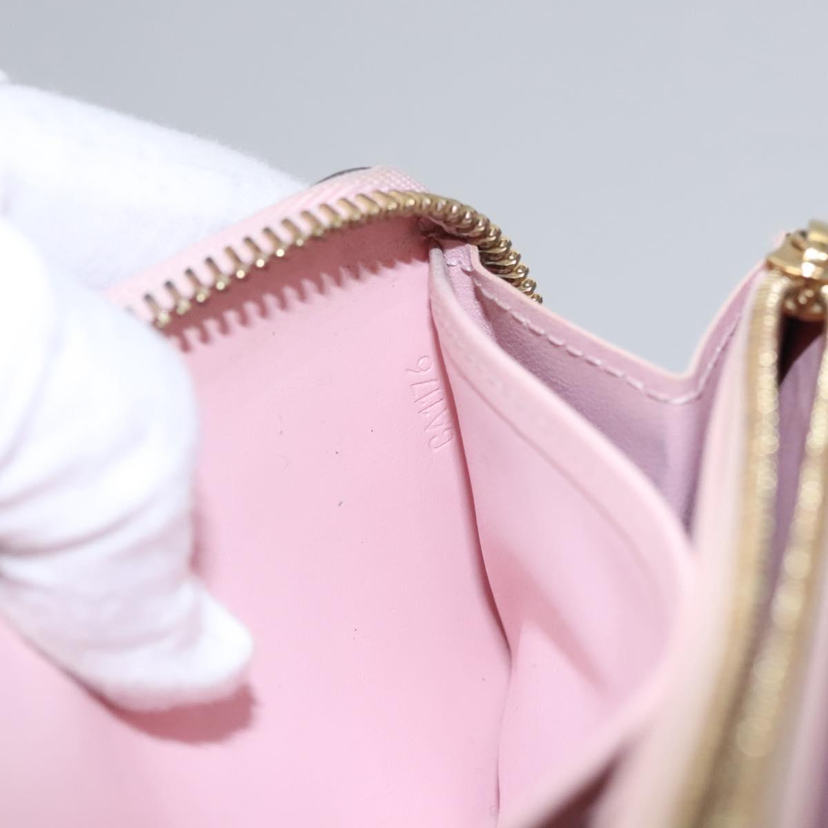 LOUIS VUITTON Monogram Vernis Zippy Wallet Rose Valerine M93522 LV Auth KD229