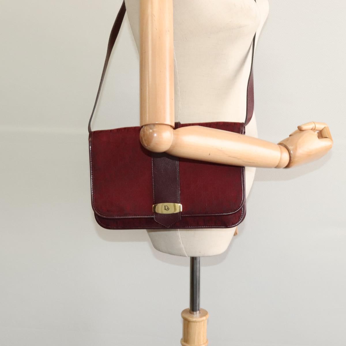 Christian Dior Trotter Canvas Shoulder Bag Red Auth KD240