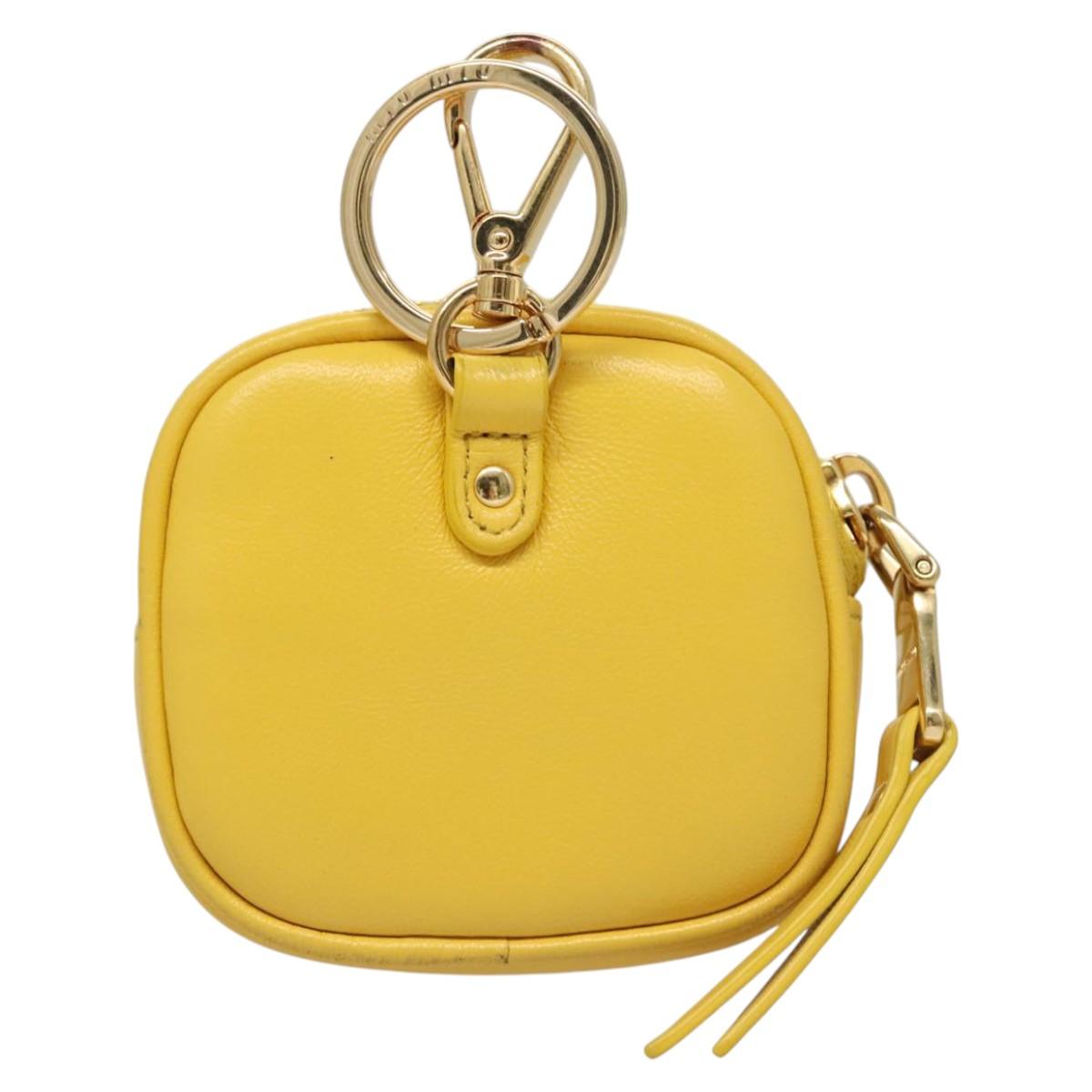 Miu Miu Matelasse Airpots Case Lamb Skin Yellow Gold Auth KD242