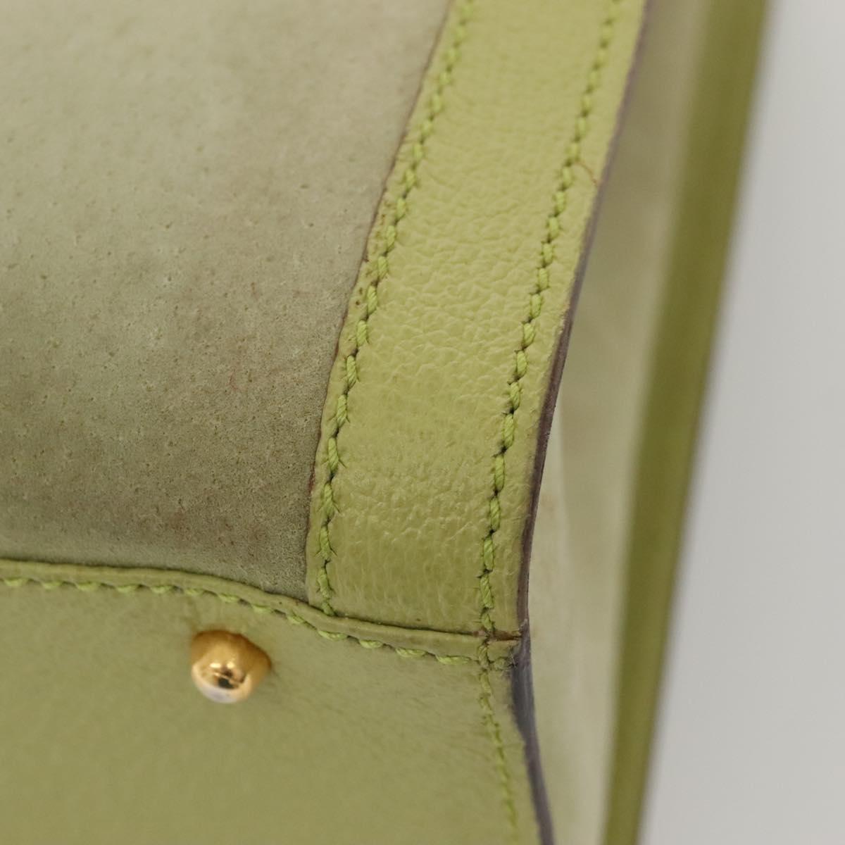 GUCCI Bamboo Hand Bag Suede Leather LIme Green Gold 002 123 0260 Auth KD262