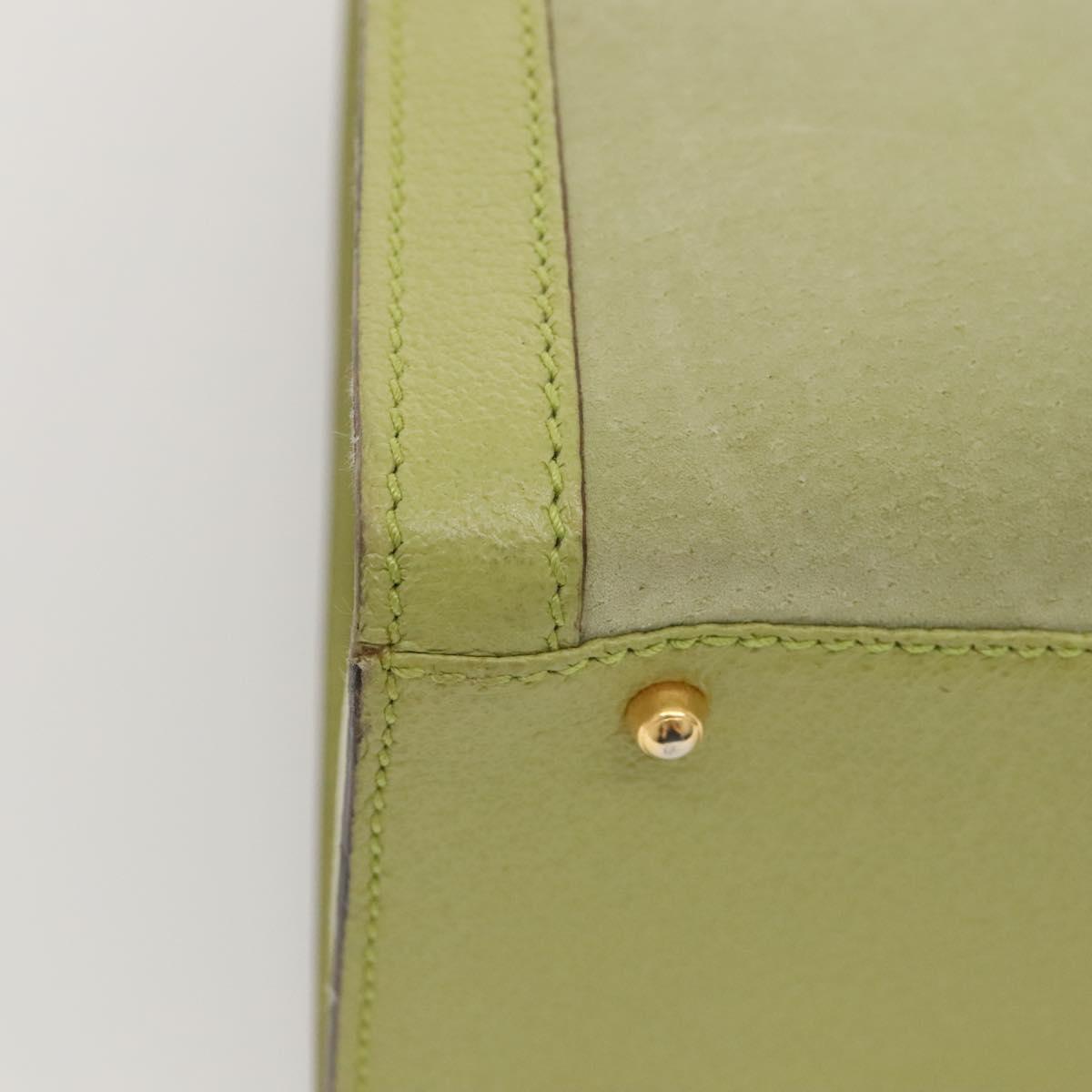 GUCCI Bamboo Hand Bag Suede Leather LIme Green Gold 002 123 0260 Auth KD262
