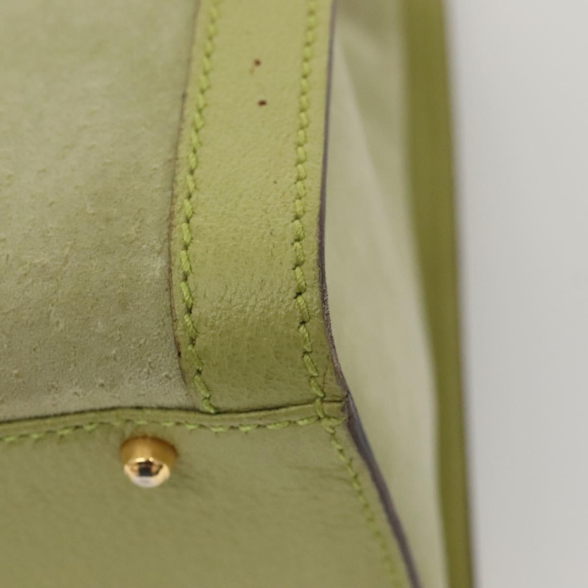 GUCCI Bamboo Hand Bag Suede Leather LIme Green Gold 002 123 0260 Auth KD262