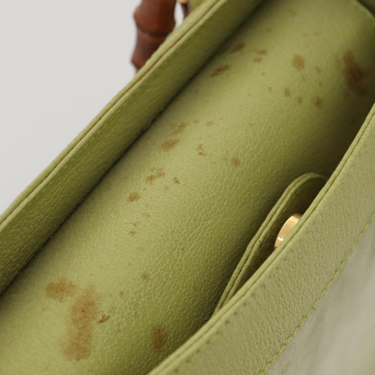 GUCCI Bamboo Hand Bag Suede Leather LIme Green Gold 002 123 0260 Auth KD262
