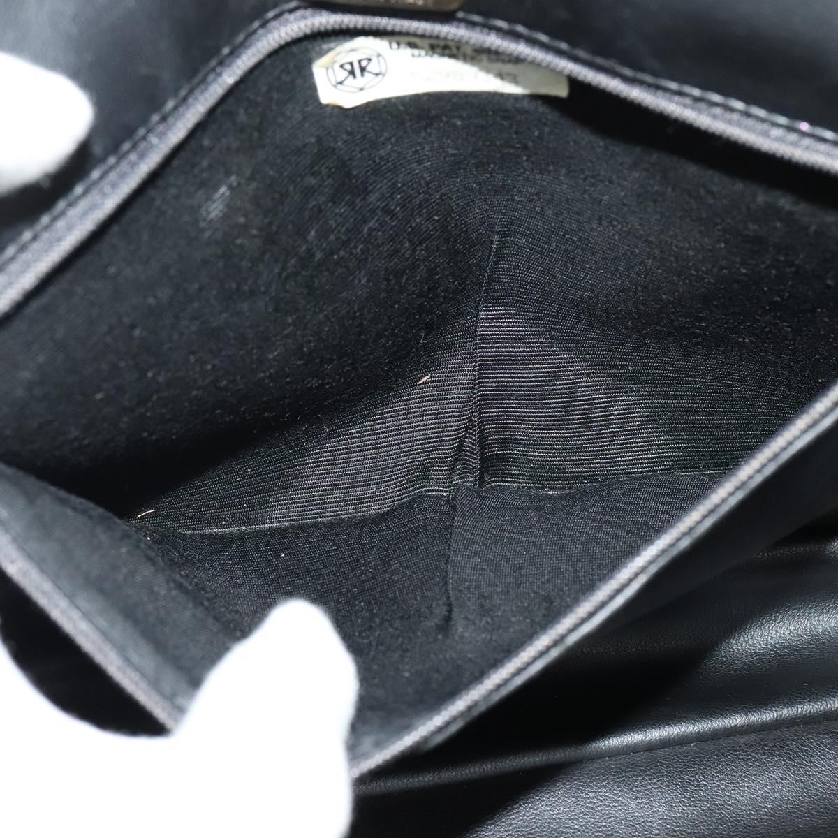 BALLY Chain Shoulder Bag Leather Black Auth KD281