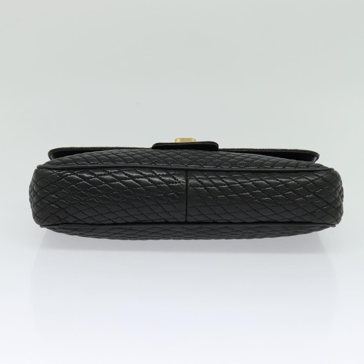 BALLY Chain Shoulder Bag Leather Black Auth KD281