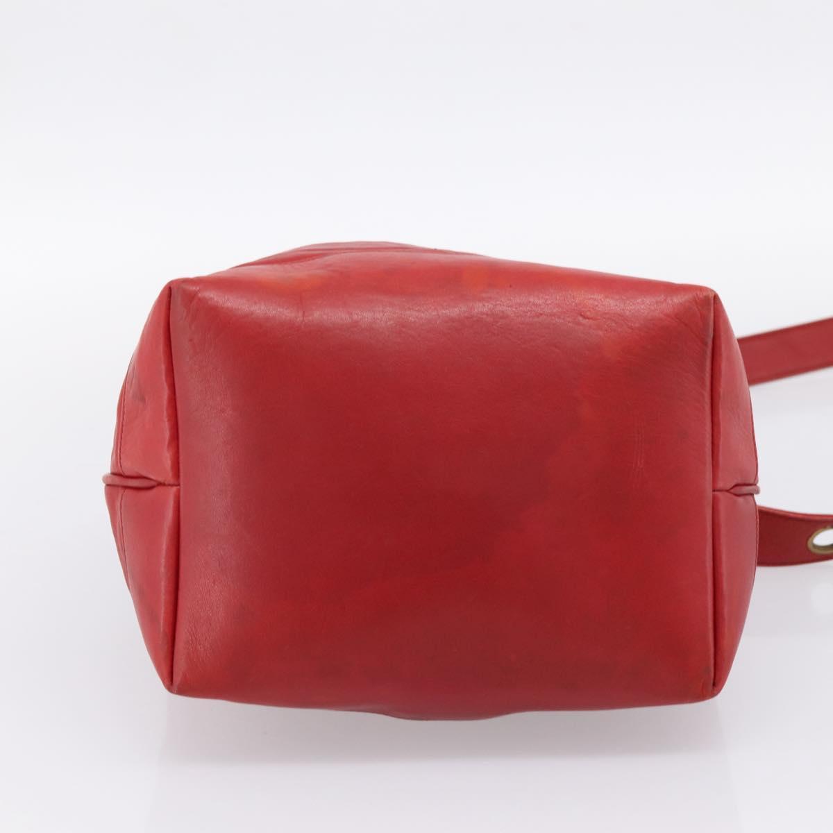CHANEL Matelasse Chain Shoulder Bag Lamb Skin Red Gold CC Auth KD284
