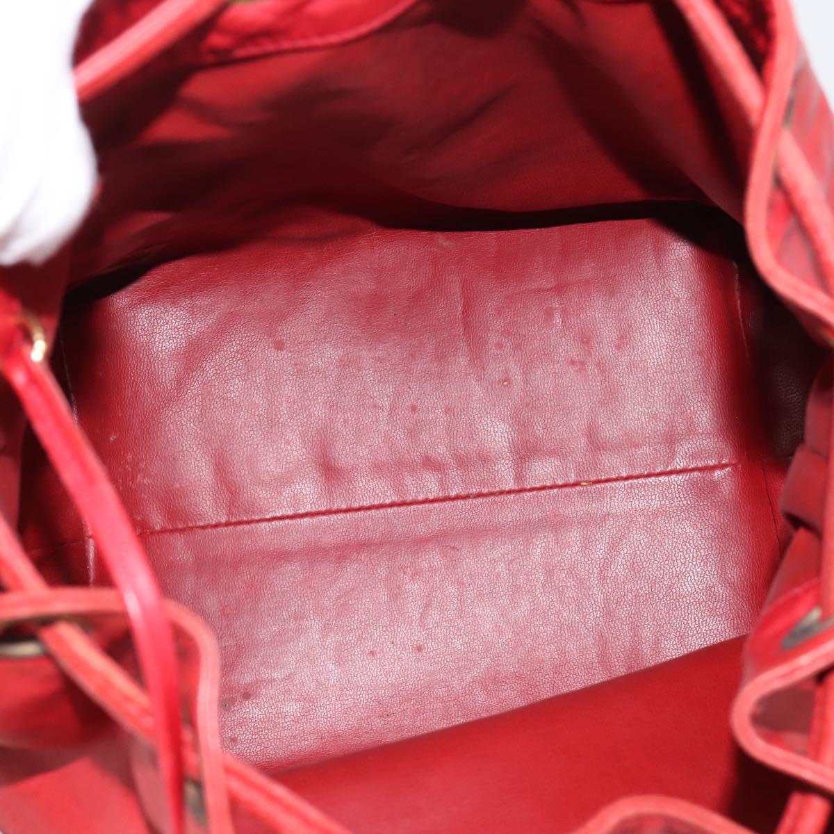 CHANEL Matelasse Chain Shoulder Bag Lamb Skin Red Gold CC Auth KD284
