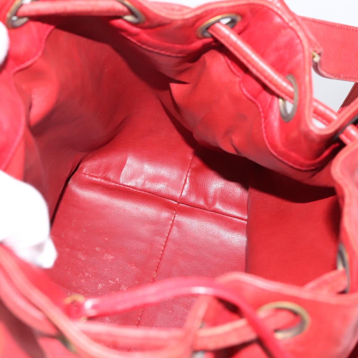 CHANEL Matelasse Chain Shoulder Bag Lamb Skin Red Gold CC Auth KD284