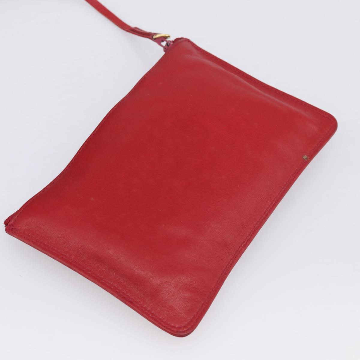 CHANEL Matelasse Chain Shoulder Bag Lamb Skin Red Gold CC Auth KD284