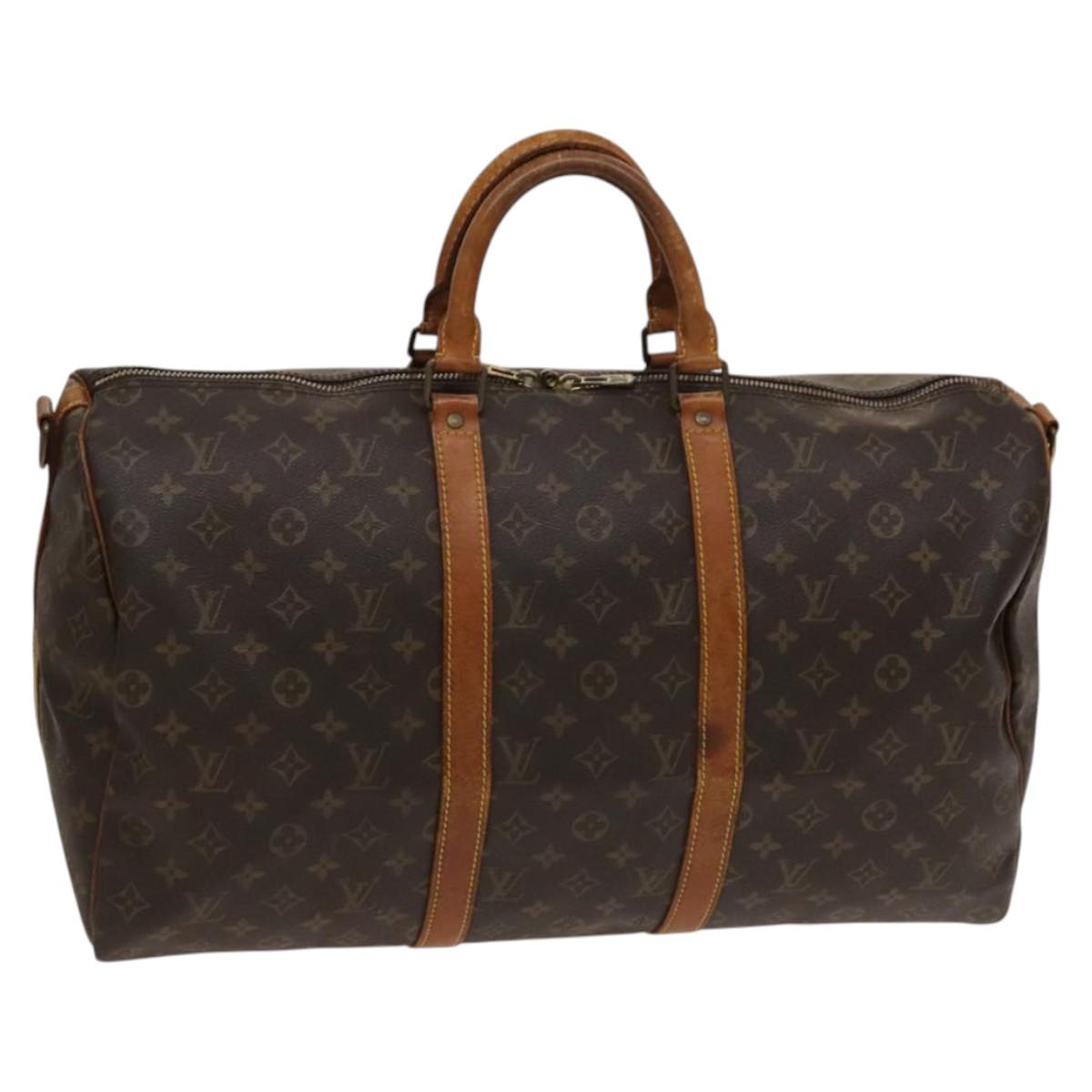 LOUIS VUITTON Monogram Keepall Bandouliere 50 Boston Bag M41416 LV Auth KD297
