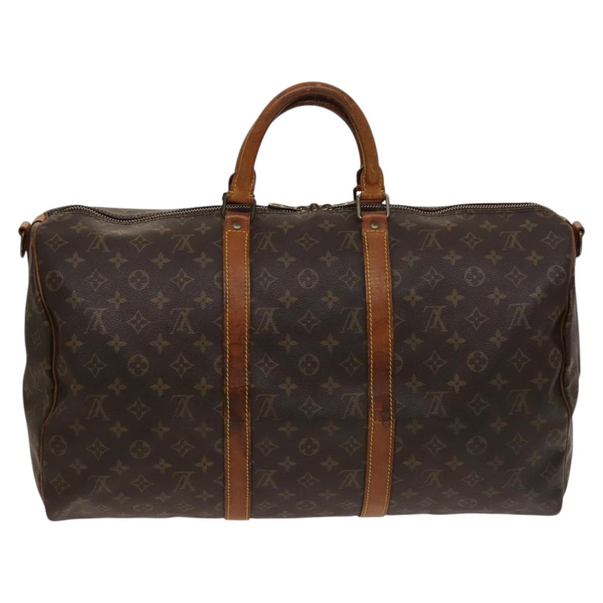 LOUIS VUITTON Monogram Keepall Bandouliere 50 Boston Bag M41416 LV Auth KD297