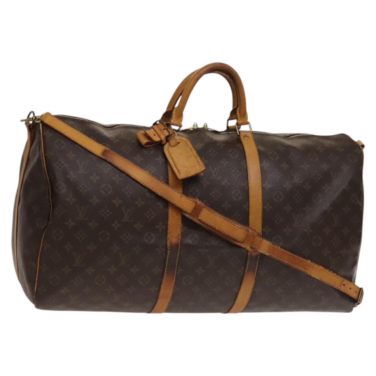 LOUIS VUITTON Monogram Keepall Bandouliere 60 Boston Bag M41412 LV Auth KD299