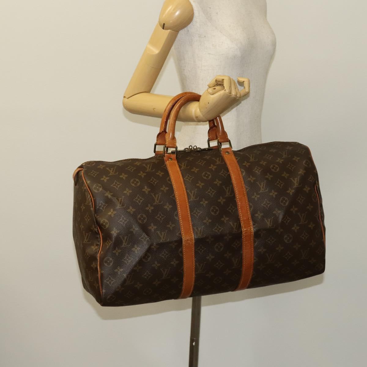 LOUIS VUITTON Monogram Keepall 55 Boston Bag M41424 LV Auth KD301