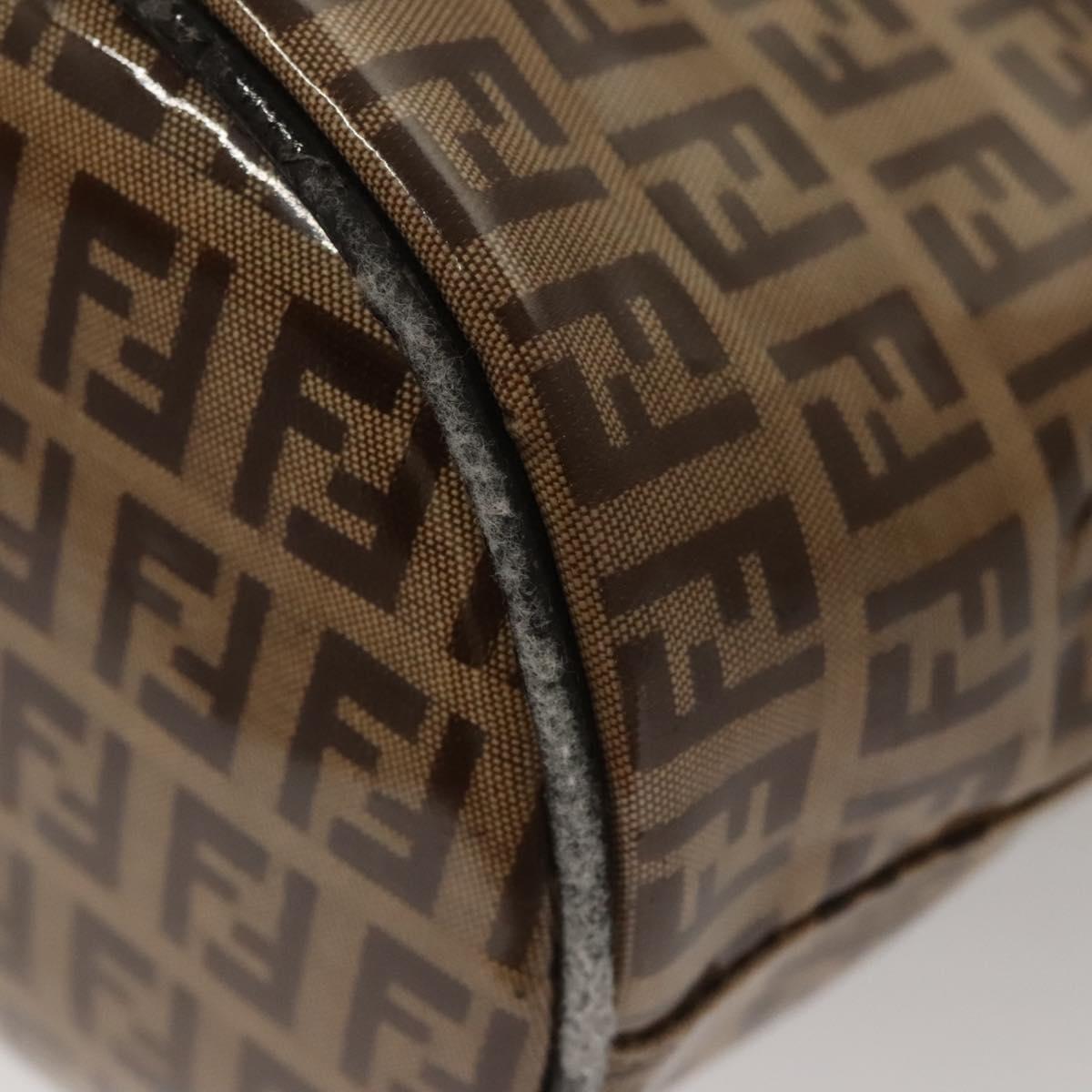 FENDI Zucchino Canvas Mamma Baguette Hand Bag Enamel Beige Gold Auth KD316