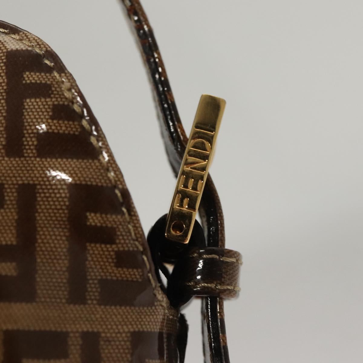FENDI Zucchino Canvas Mamma Baguette Hand Bag Enamel Beige Gold Auth KD316