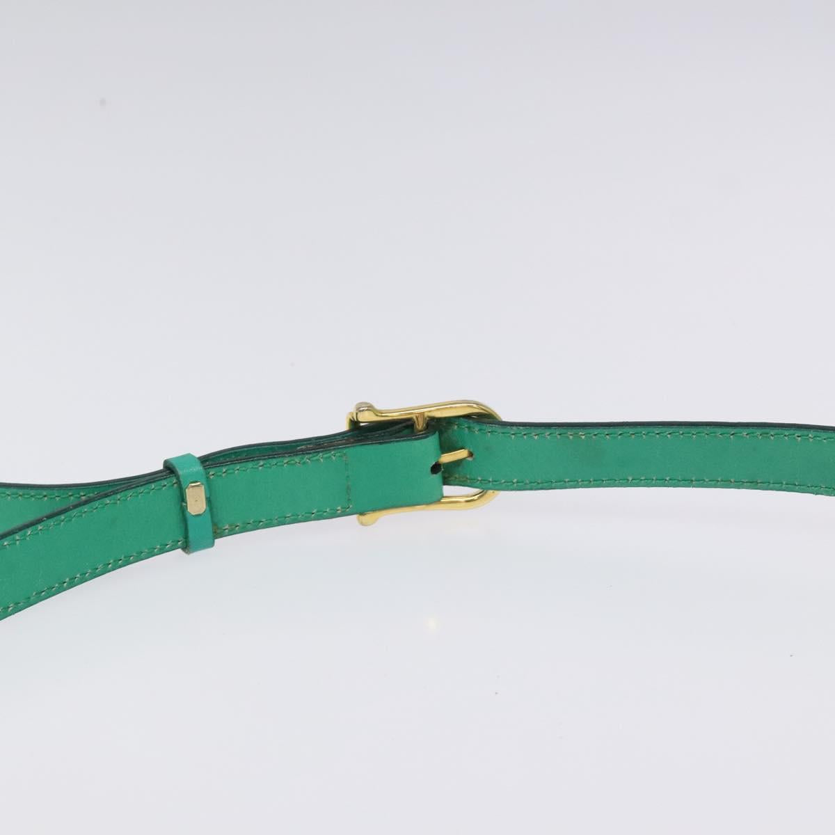 CELINE Shoulder Bag Leather Green Gold Auth KD318