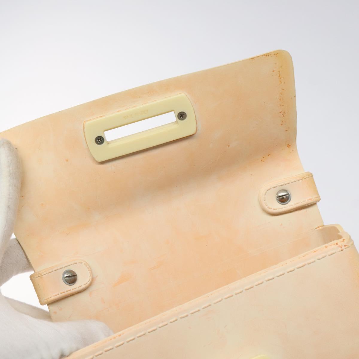 Salvatore Ferragamo Gancini Hand Bag Rubber Beige Auth KD319