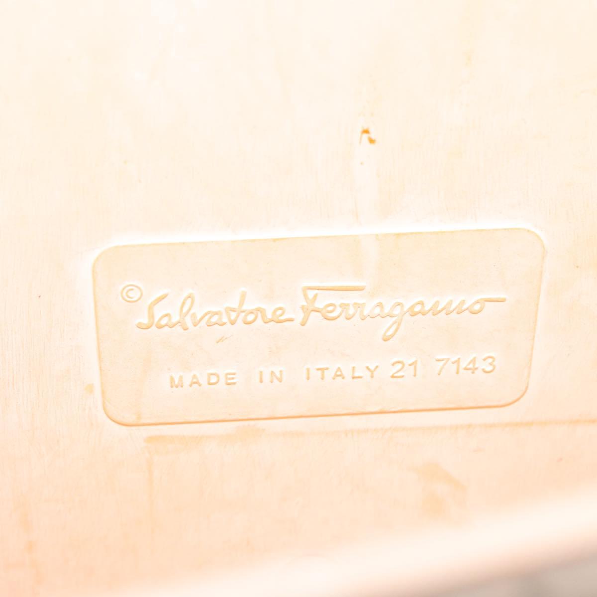 Salvatore Ferragamo Gancini Hand Bag Rubber Beige Auth KD319
