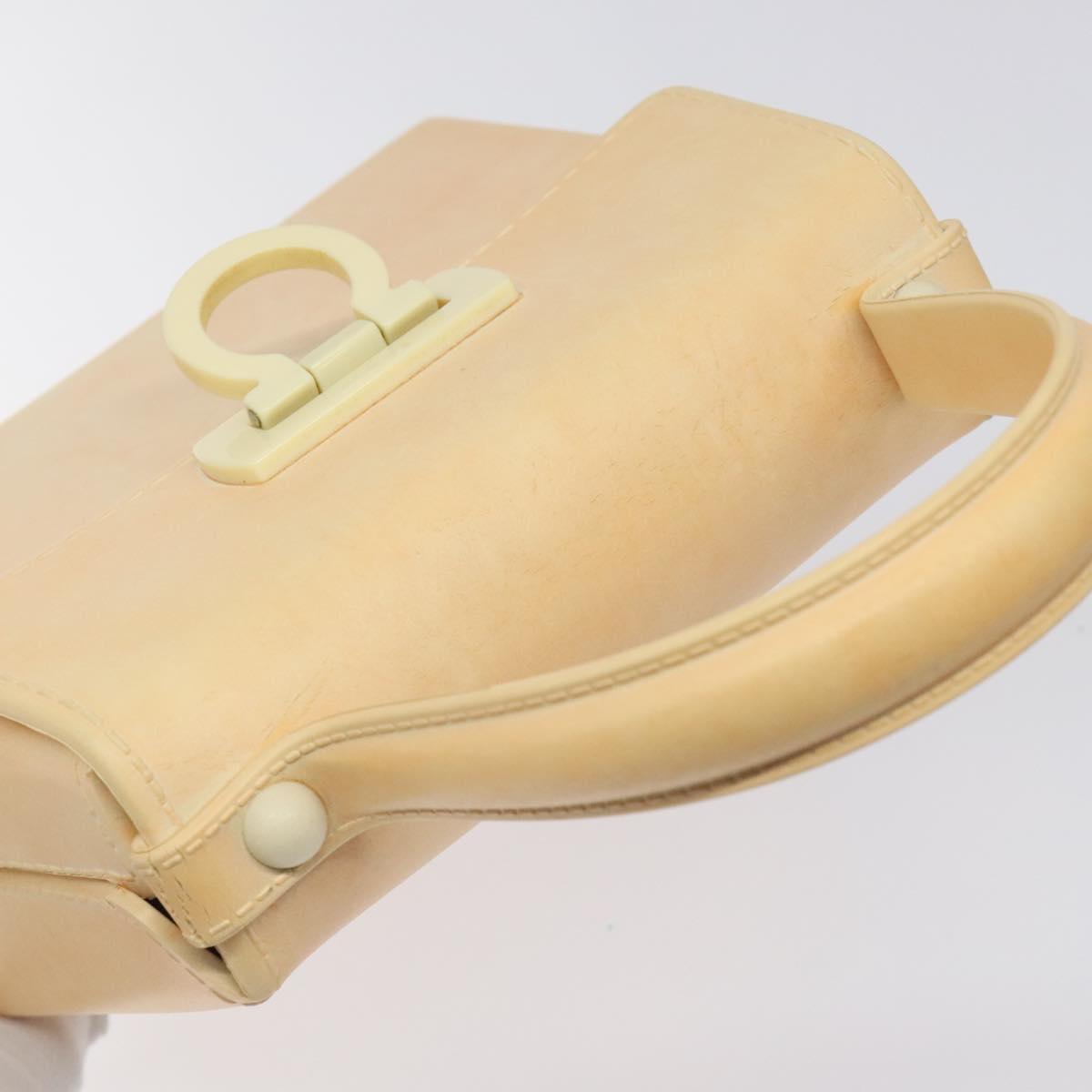 Salvatore Ferragamo Gancini Hand Bag Rubber Beige Auth KD319
