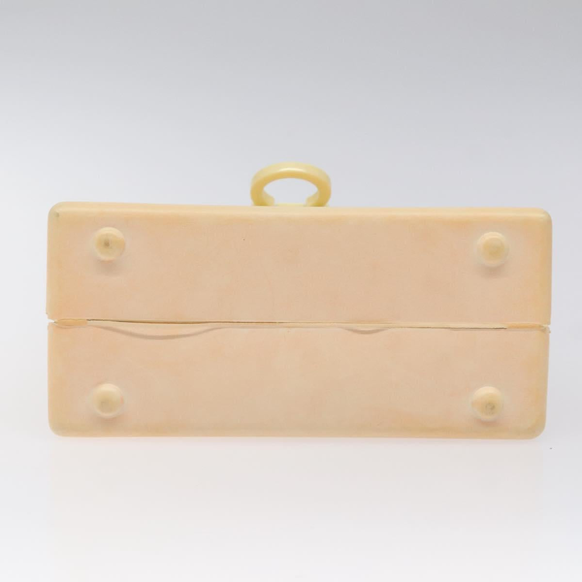 Salvatore Ferragamo Gancini Hand Bag Rubber Beige Auth KD319