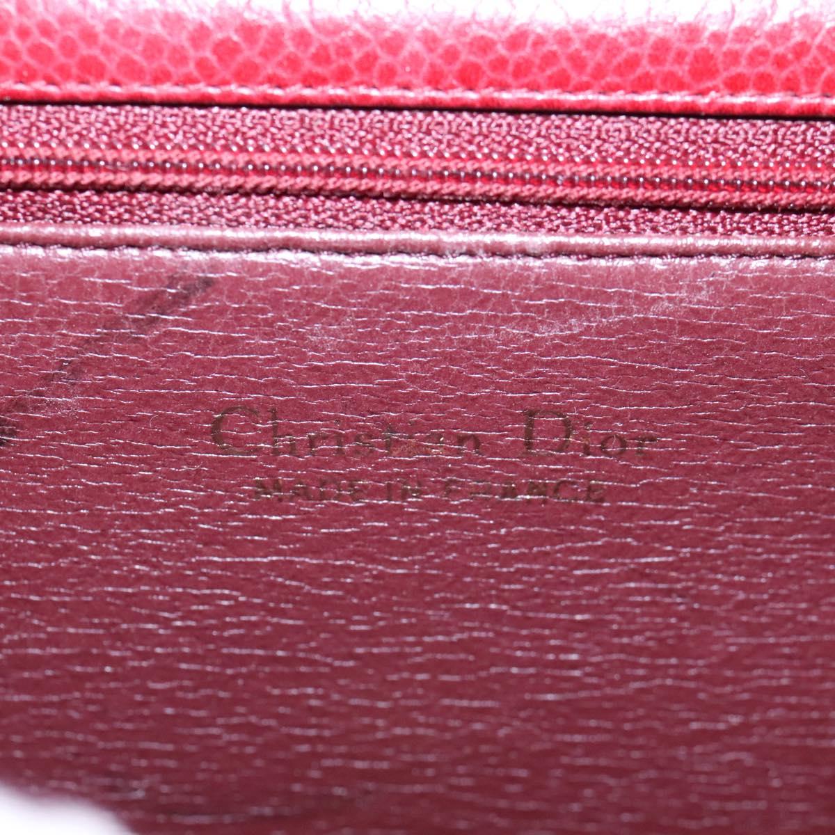 Christian Dior Shoulder Bag Leather Gold Red Auth KD333