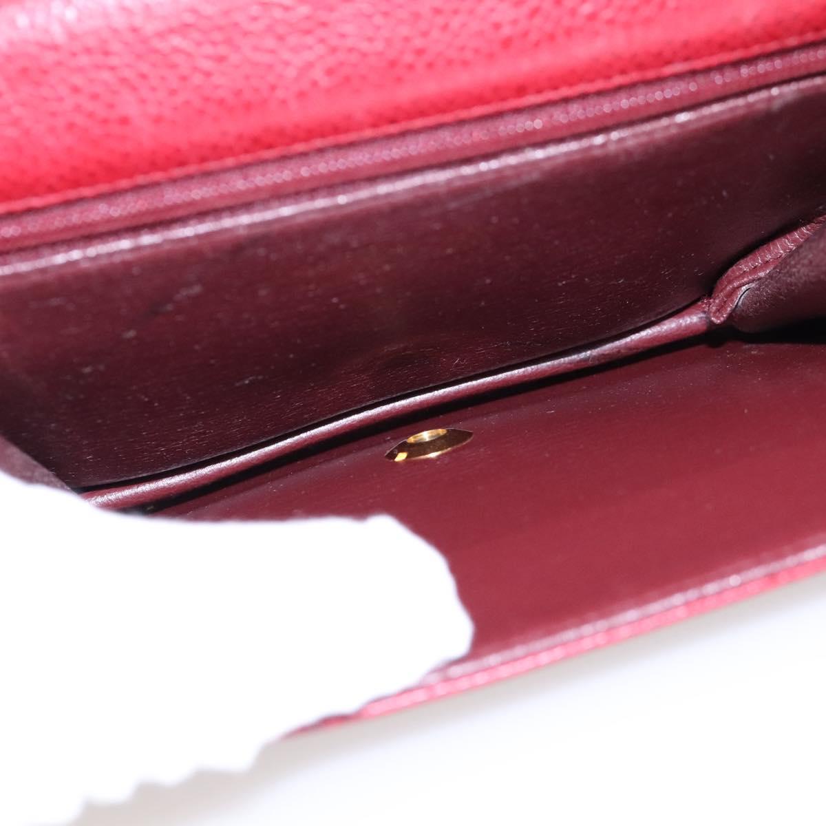 Christian Dior Shoulder Bag Leather Gold Red Auth KD333