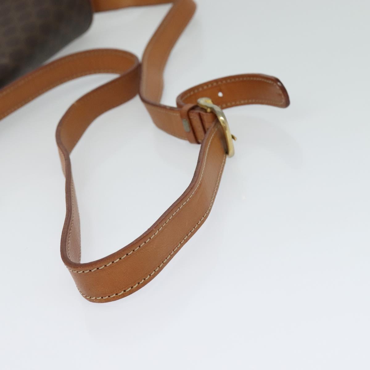 CELINE Macadam Canvas Shoulder Bag PVC Leather Brown Gold Auth KD334