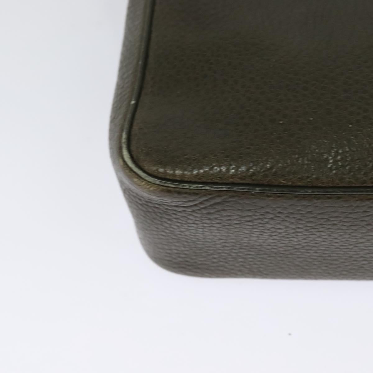 CELINE Shoulder Bag Leather Khaki Gold Auth KD335