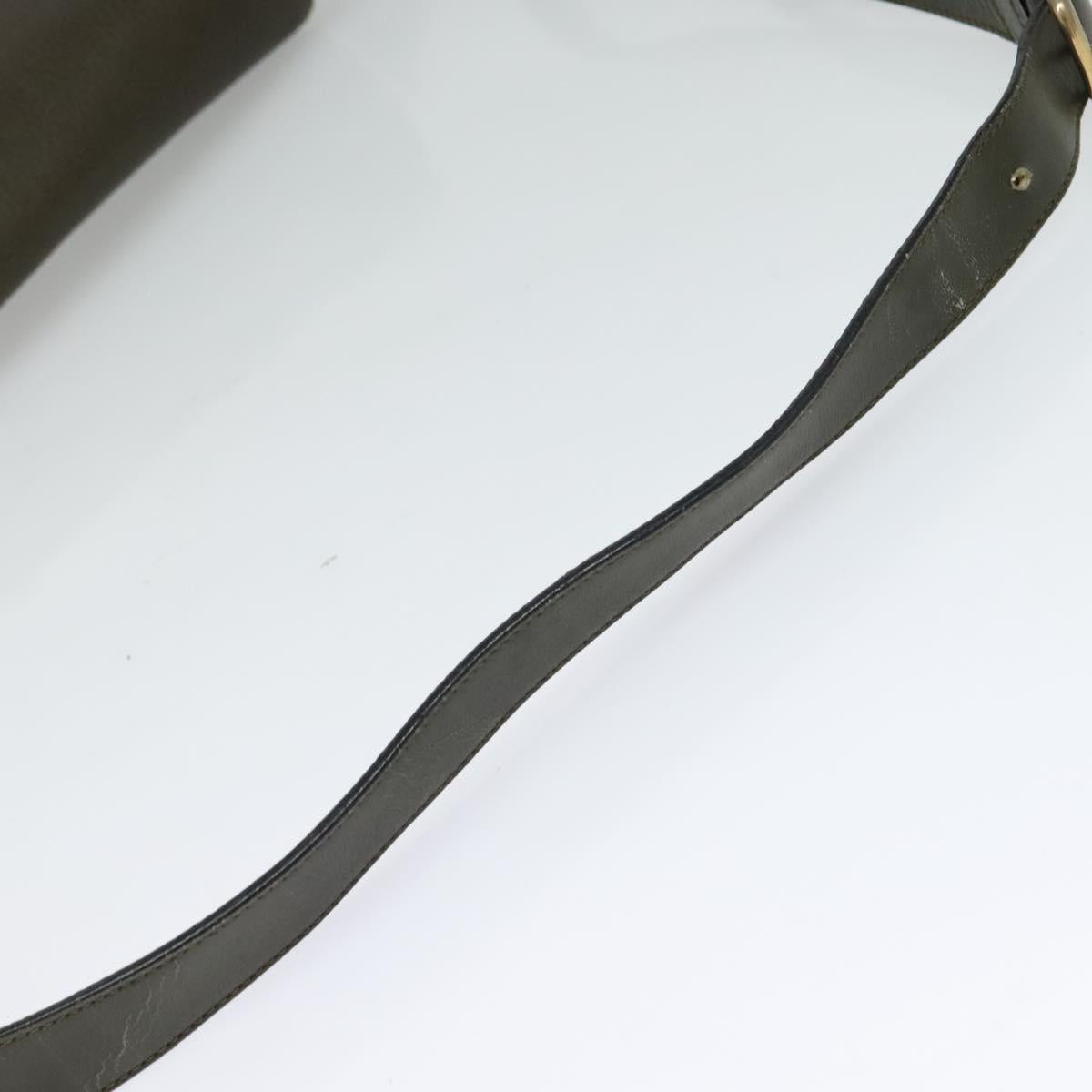 CELINE Shoulder Bag Leather Khaki Gold Auth KD335