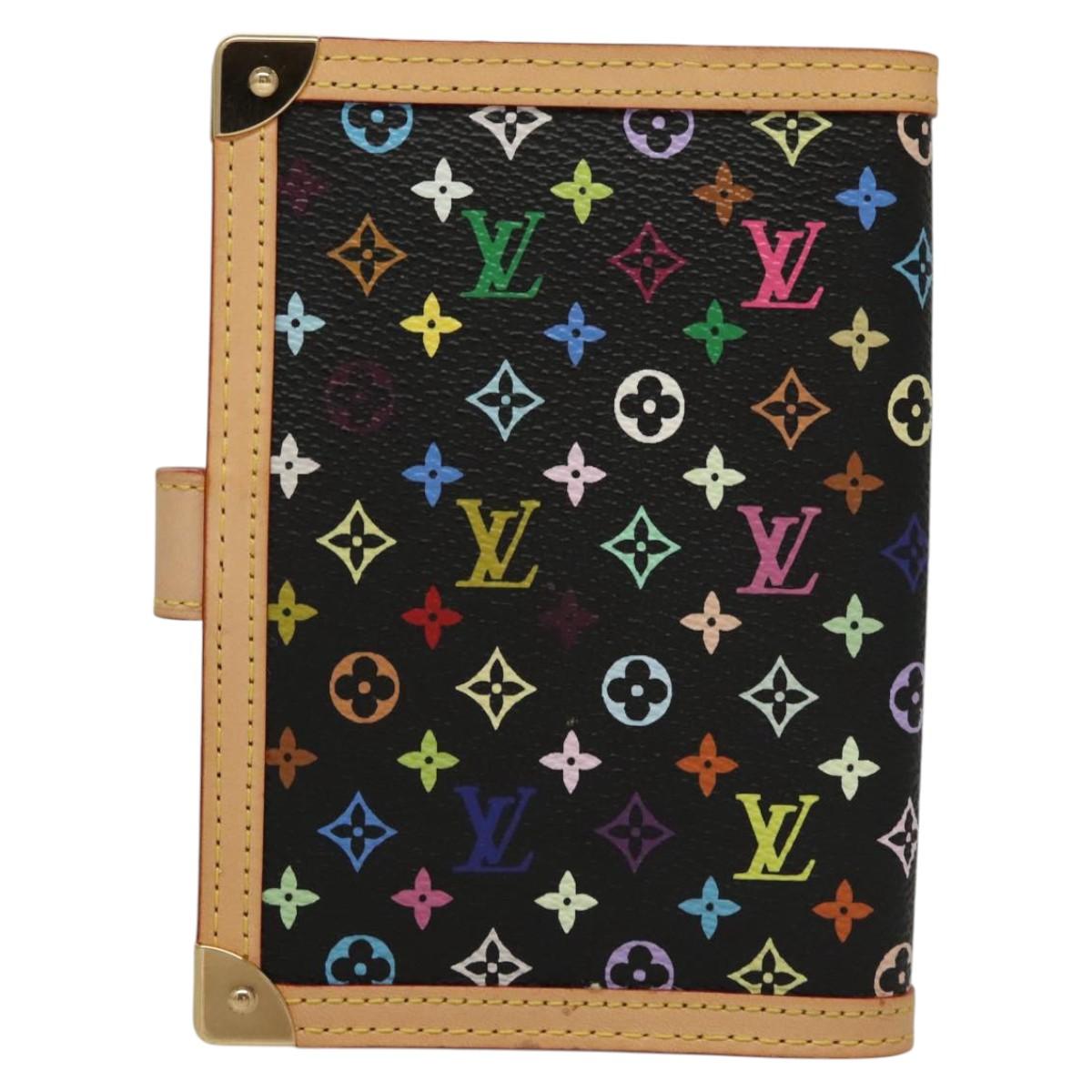 LOUIS VUITTON Multicolor Agenda PM Day Planner Cover Black R21076 LV Auth KD350V