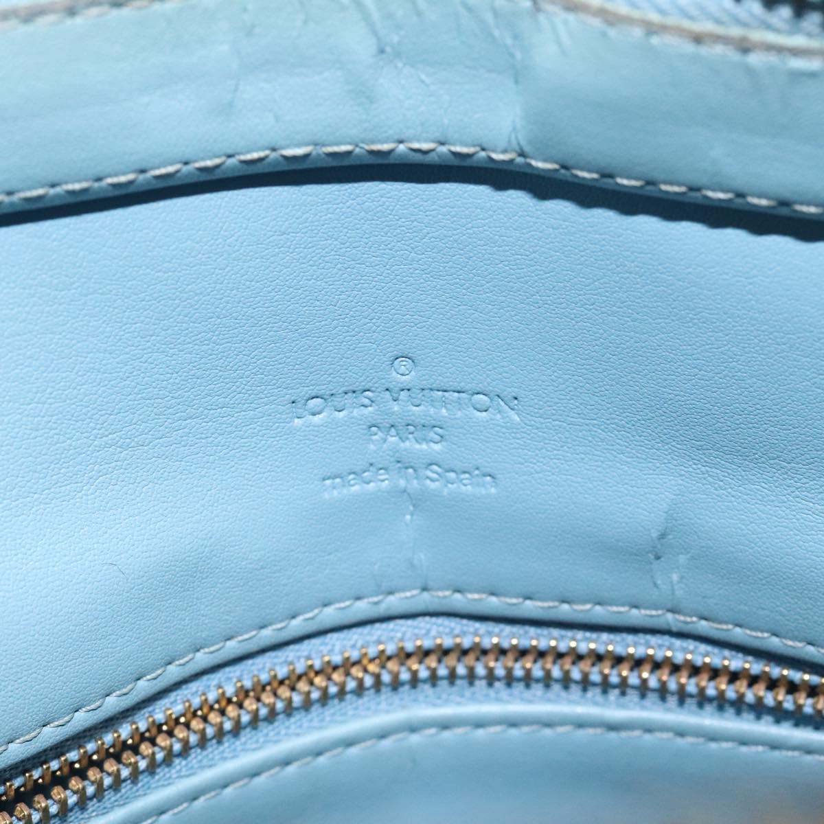 LOUIS VUITTON Monogram Vernis Houston Hand Bag Baby Blue M91005 LV Auth KD353