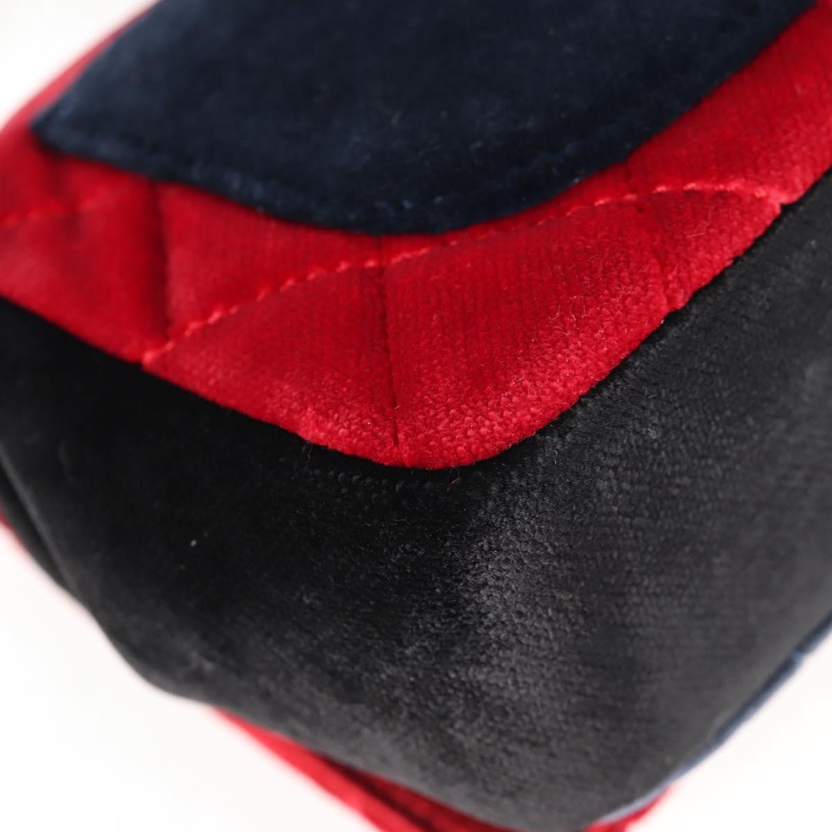 CHANEL Matelasse Camellia Chain Shoulder Bag Velor Red CC Auth KD378SM