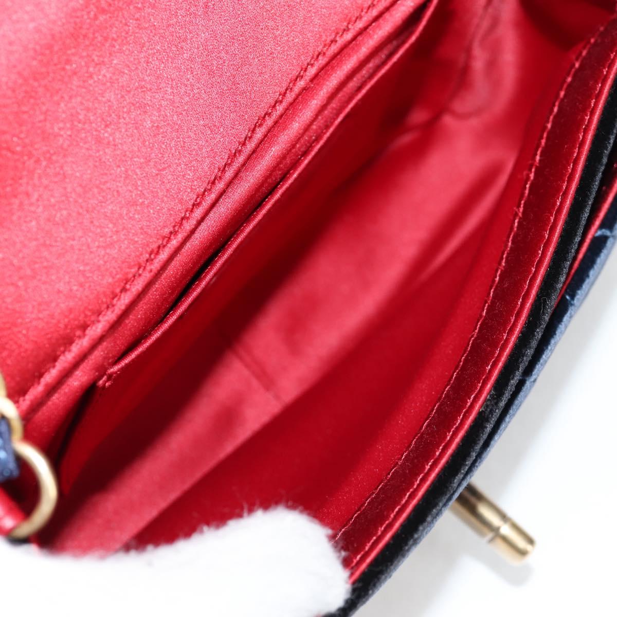 CHANEL Matelasse Camellia Chain Shoulder Bag Velor Red CC Auth KD378SM